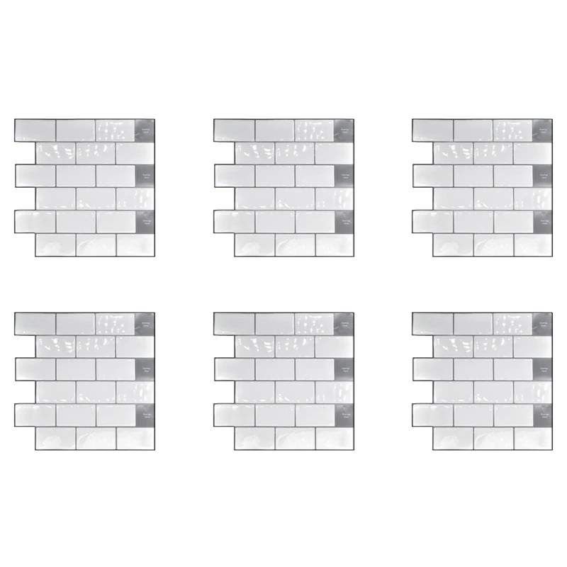 

Peel And Stick Backsplash 10X10 Inch Removable 3D Subway Wall Tiles (Pack Of 24),For Kitchen Or Bathroom