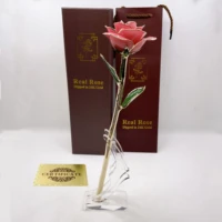 real rose never die dipped in 24k gold foil pink blooming preserved rose craft for valentine gift lover present wedding gifts