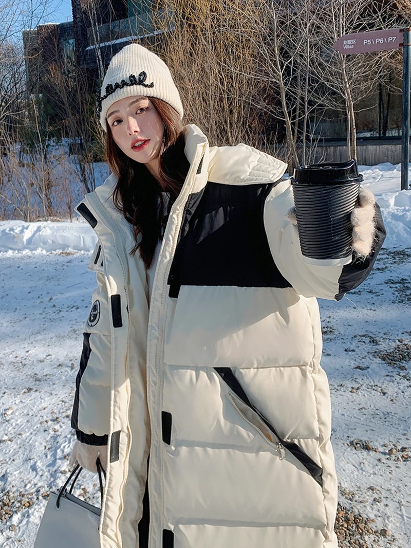 New Winter Jacket Women's Loose Stand Collar Hooded Thick Warm Solid Parkas Fashion Casual Down Cotton Coats Female Clothing
