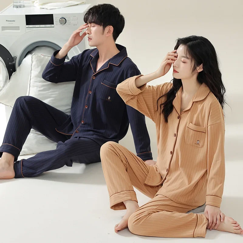 Осенне-зимняя Пижама для пар мужчин и женщин однотонный тонкий флисовый