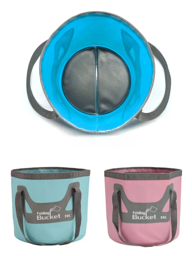 12L 20L Folding Bucket Water Bag Portable Water Storage Carrier Container PVC Waterproof Camping Hiking Fishing Travel Trekking