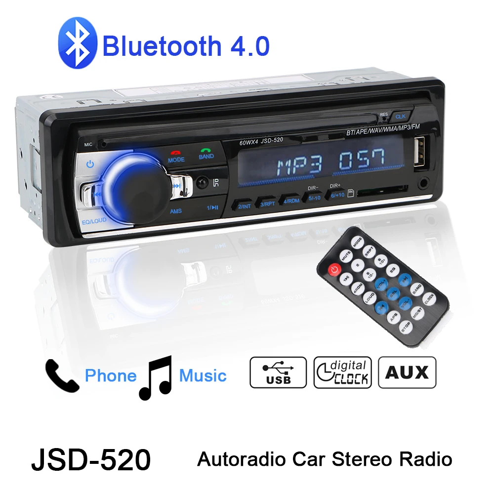

Автомагнитола 1DIN, 12 В, USB/SD, FM-радио, Bluetooth