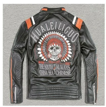 Куртка мужская из натуральной кожи теплая Байкерская винтажная байкерская