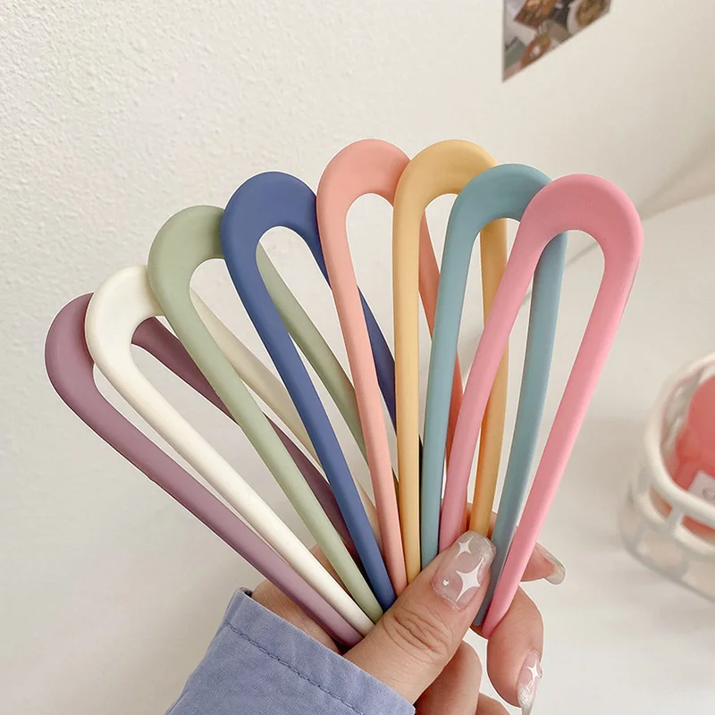 

Fashion Candy Color Hair Sticks For Women Hair Pin Minimalist U Shape Girls Hairpins Hair Bun Maker Headwear Hair Accessories