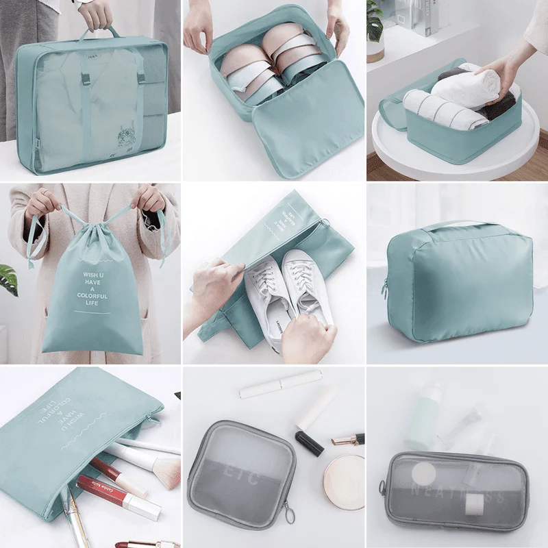 

Lightweight PCS Packing Cubes Set for Travel - Green Travel Accessories Luggage Packing Organizer Bags with Shoes Bags, Suitcase
