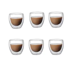투명 이중벽 유리 커피 머그잔, 절연 레이어 컵 세트, 바, 차, 우유, 주스, 물, 에스프레소 샷 유리용, 5 팩, 6 팩