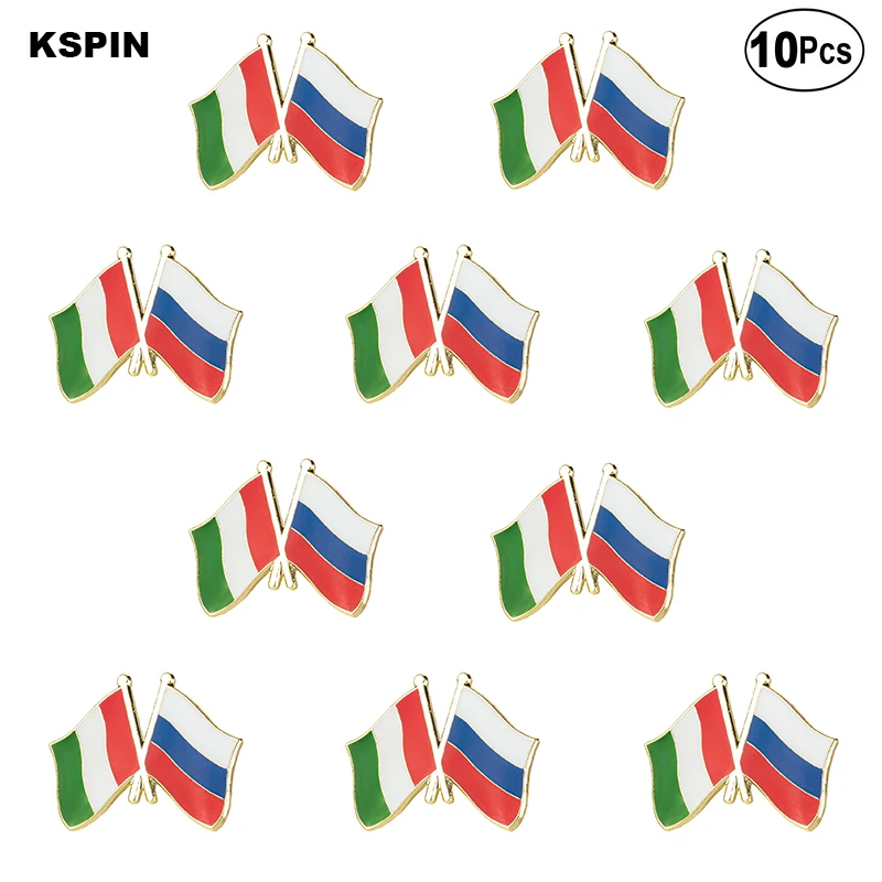 

Заколки для лацканов с итальянским и российским флагом, значок с флагом, брошь, значки, значки, 10 шт. в комплекте
