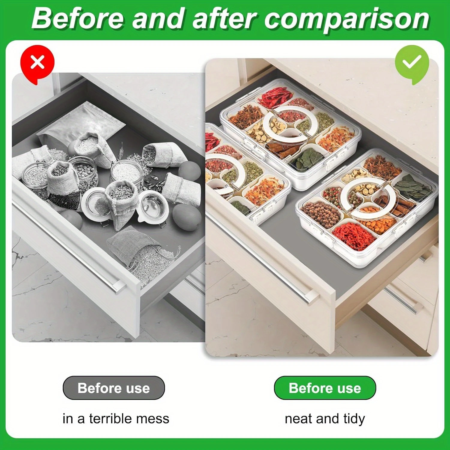 8-секционный герметичный пластиковый контейнер для пищевых продуктов с защелкой