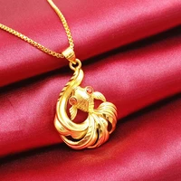 golden fish shaped charm pendant chain for girl women yellow gold filled fashion jewelry gift