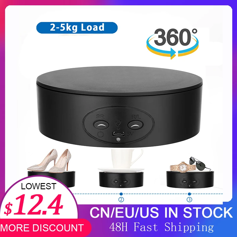 

Электрическая Вращающаяся мини-подставка для дисплея 13 см, нагрузка 2-5 кг, компактный поворотный стол для съемки на 360 градусов, держатель дл...