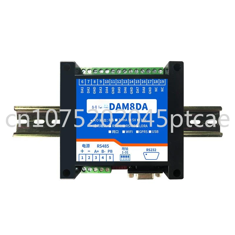

Q 8 Channels Analog Output Module 12-bit AO DA 0-5V/0-10V/4-20mA, Optional Modbus RS485 RS232 USB