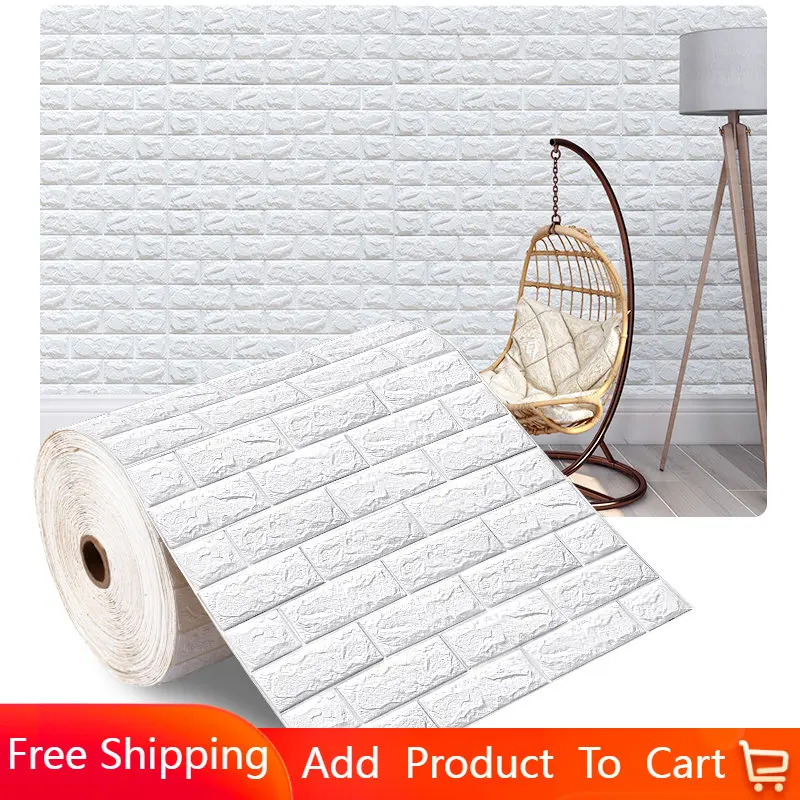 

70cmx1m 3D Self-Adhesive Wallpaper Continuous Waterproof Brick Wall Stickers Living Room Bedroom Children's Room Decoration