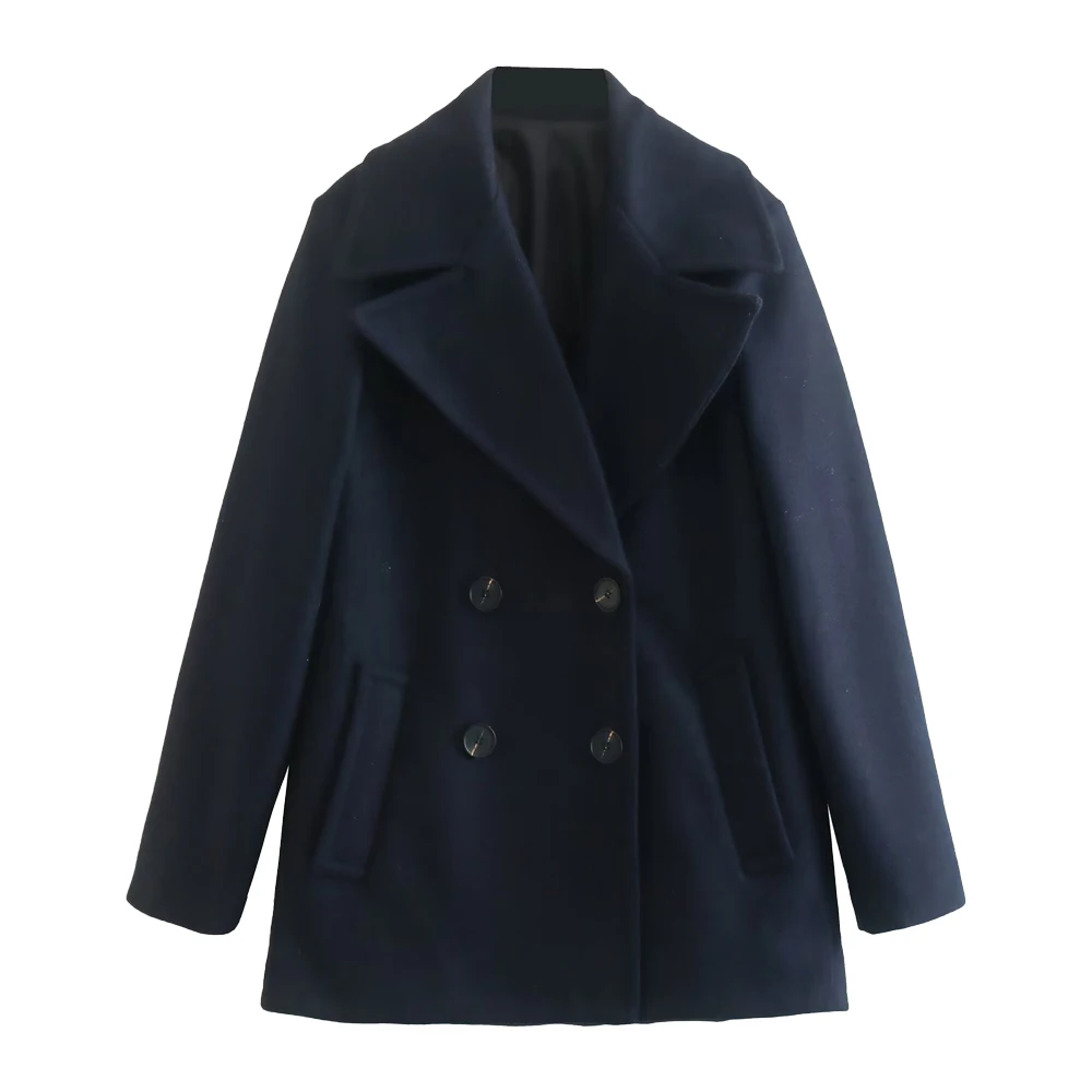 

Женская осенне-зимняя шерстяная двубортная куртка в стиле ретро