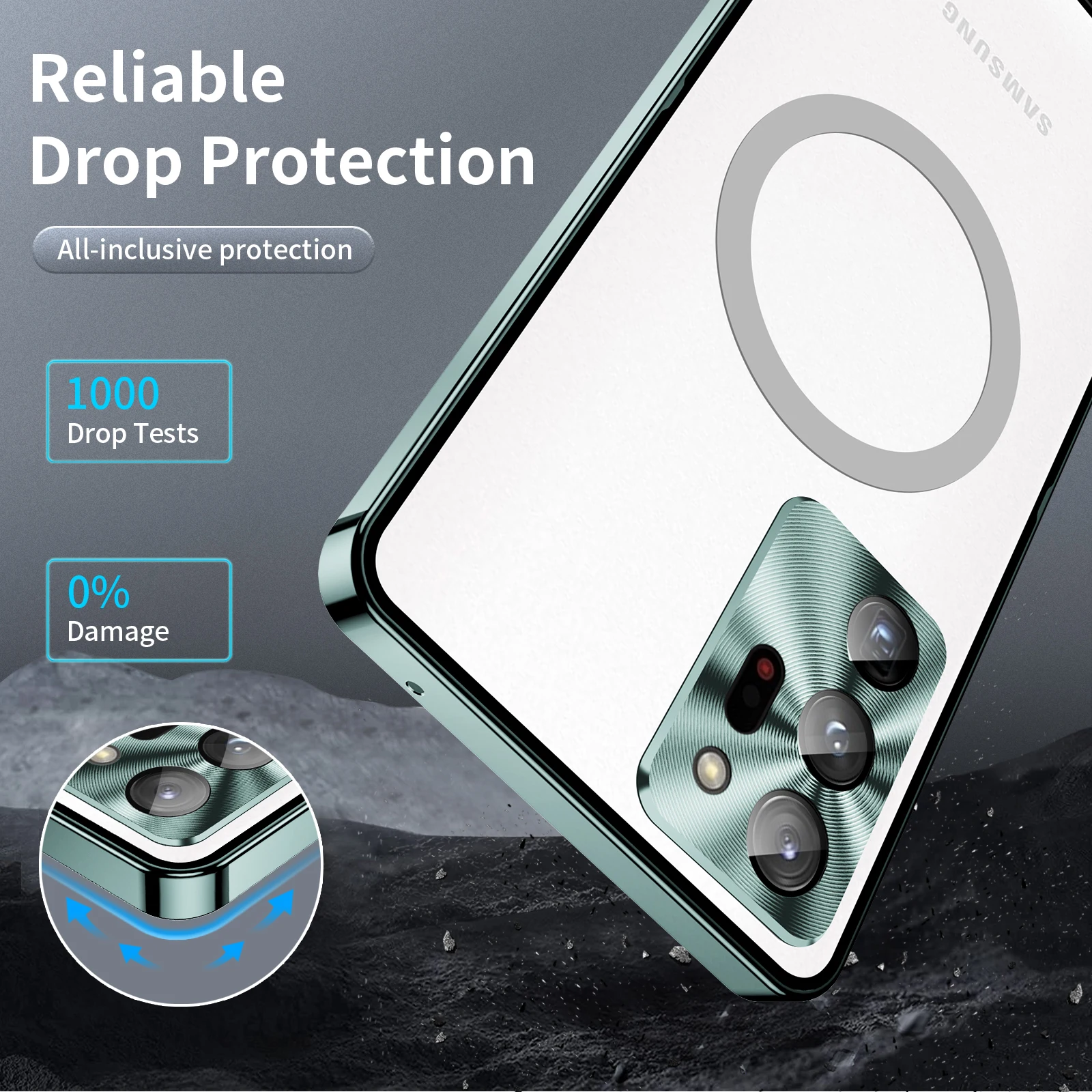 Magnetic Case For Samsung Galaxy S21FE S22 Plus Note 20 Ultra Metal Frame Frosted Shell For Magsafe Wireless charging Back Cover