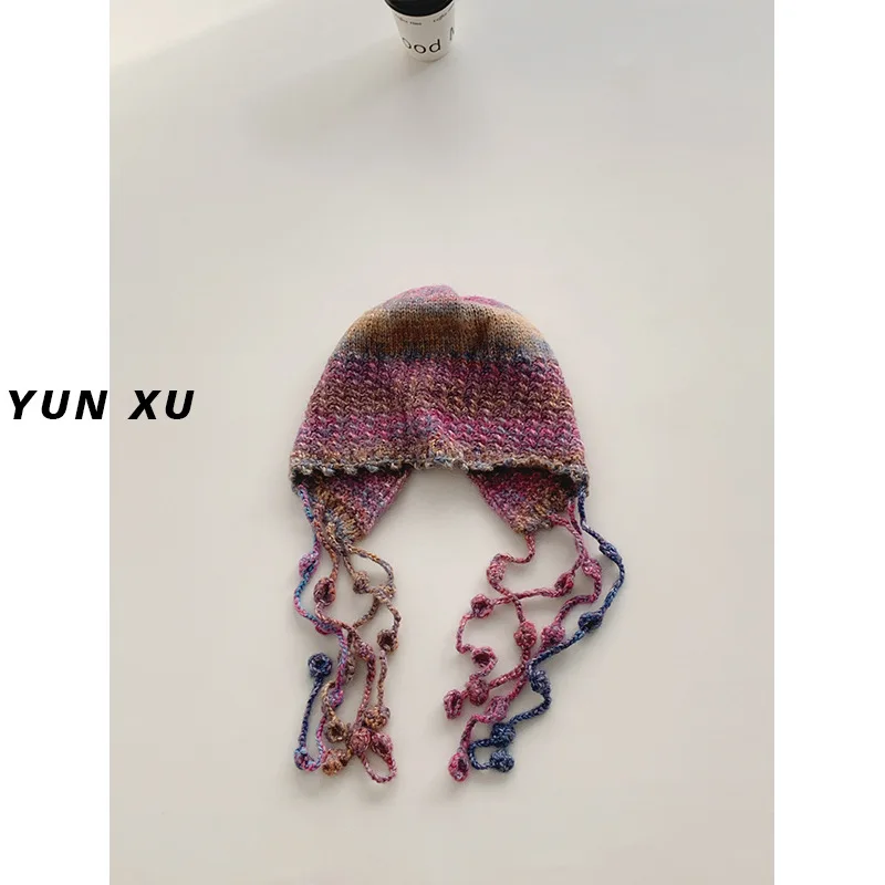 Женский Шерстяной Пуловер Ручной Работы С Бахромой Контрастная Вязаная Теплая