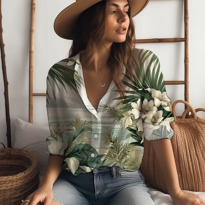 

Рубашка в пляжном стиле для отпуска, модная Повседневная рубашка с длинным рукавом, уличная Удобная рубашка с лацканами, осенняя Высококачественная рубашка