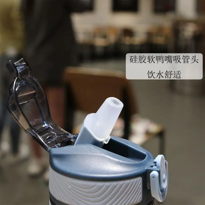 

Dust Cover Water Cup Sippy Cup High Temperature Resistant Bouncing Cover Transparent Straw Cup With Scale For Outdoor Fitness