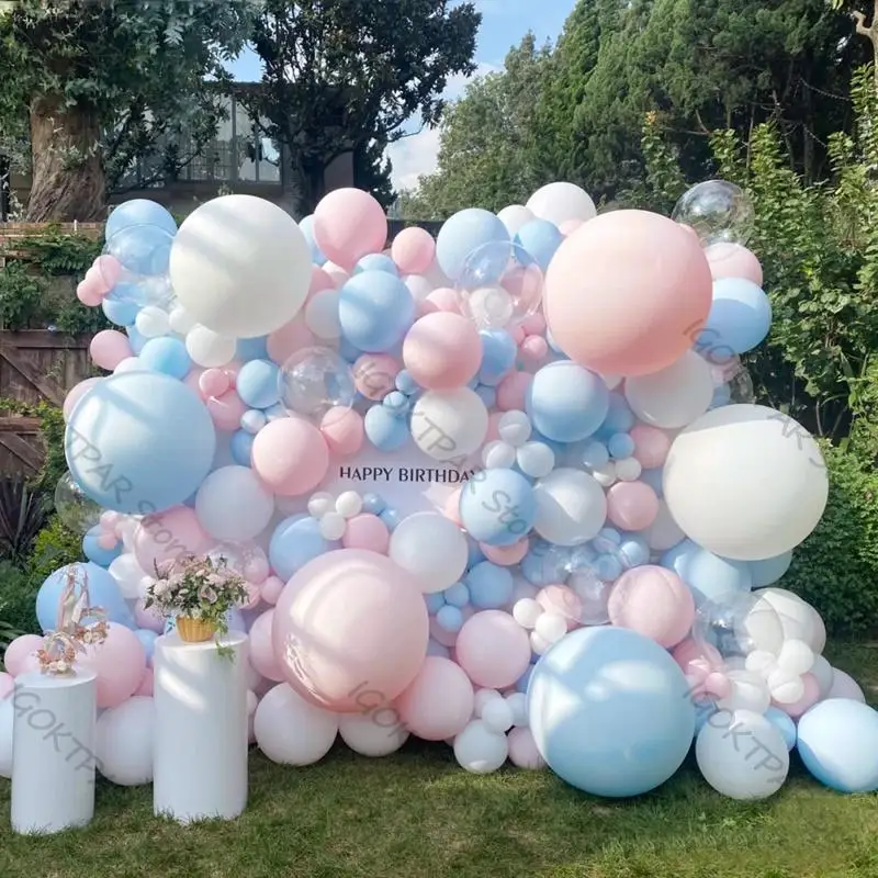 

Macaron Blue Pink Balloons Garland Arch Kit Happy Birthday Party Decorations White Ballon Wedding Engagement Decor Baby Shower