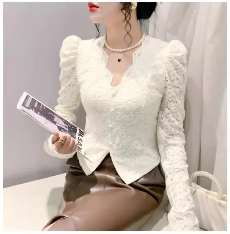 Милые модные кружевные просвечивающие футболки для девочек блузка женские топы