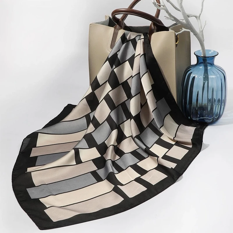 70*70 см квадратный шелковый шарф для волос женский платок с принтом Роскошная