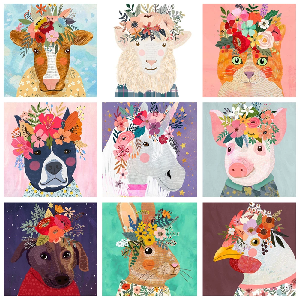 

Diamond Painting Cat Dog Cow Full Drill 5D Diamond Embroidery Animal Rhinestone Mosaic Cross Stitch Home Art Wall Decor