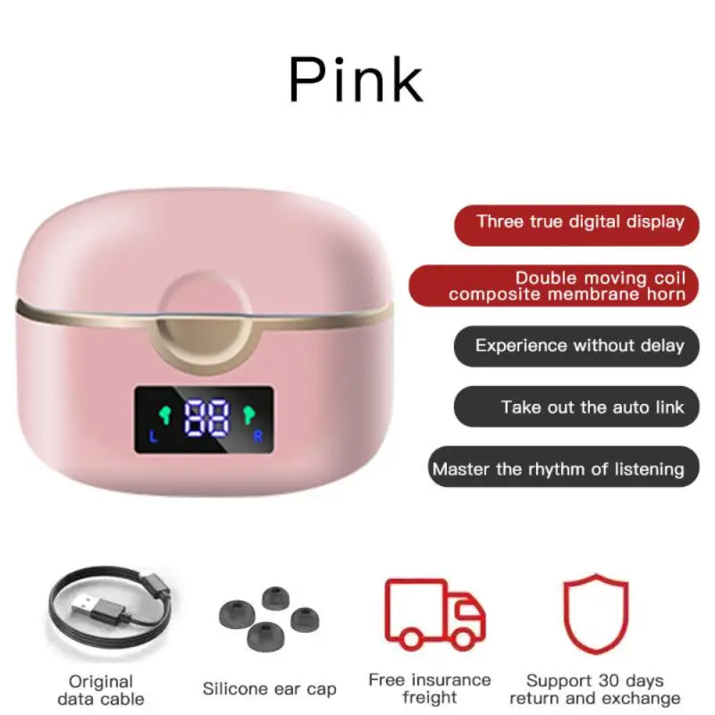 

With Charging Case Waterproof Wireless Headphones Stereo Tws Earbuds Dual Led Displays Voice Assistant Earphone