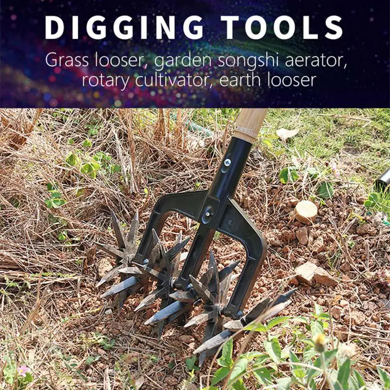 

Rotary Cultivator Tool Garden Scarifier Artifact Garden Rotavator Effective Soil Turning Tool Rotary Tiller Manual lawn Aerators