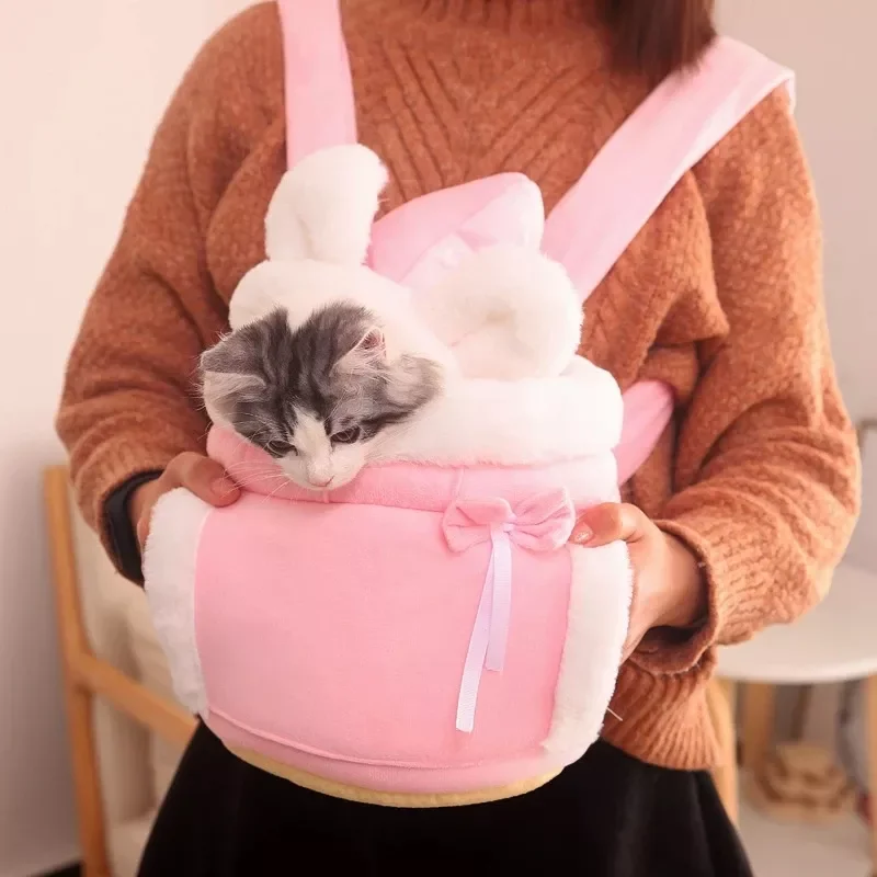 

2023 Warm Pet Carrier Bag Small Cat Dogs Backpack Winter Plush Pets Cage for Outdoor Travel Pet Hanging Chest Bags 6kg Load-bea