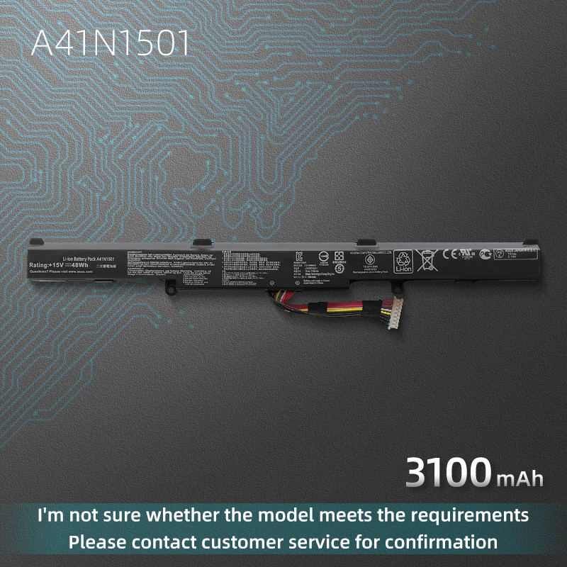 

Новинка A41N1501 Аккумулятор для ноутбука ASUS X751L FX71 PRO ZX70V/VW GL752VL-GC057T GL752VW N752VX-GC197T N552VX N552VW-1A/1B/2A/FI040T