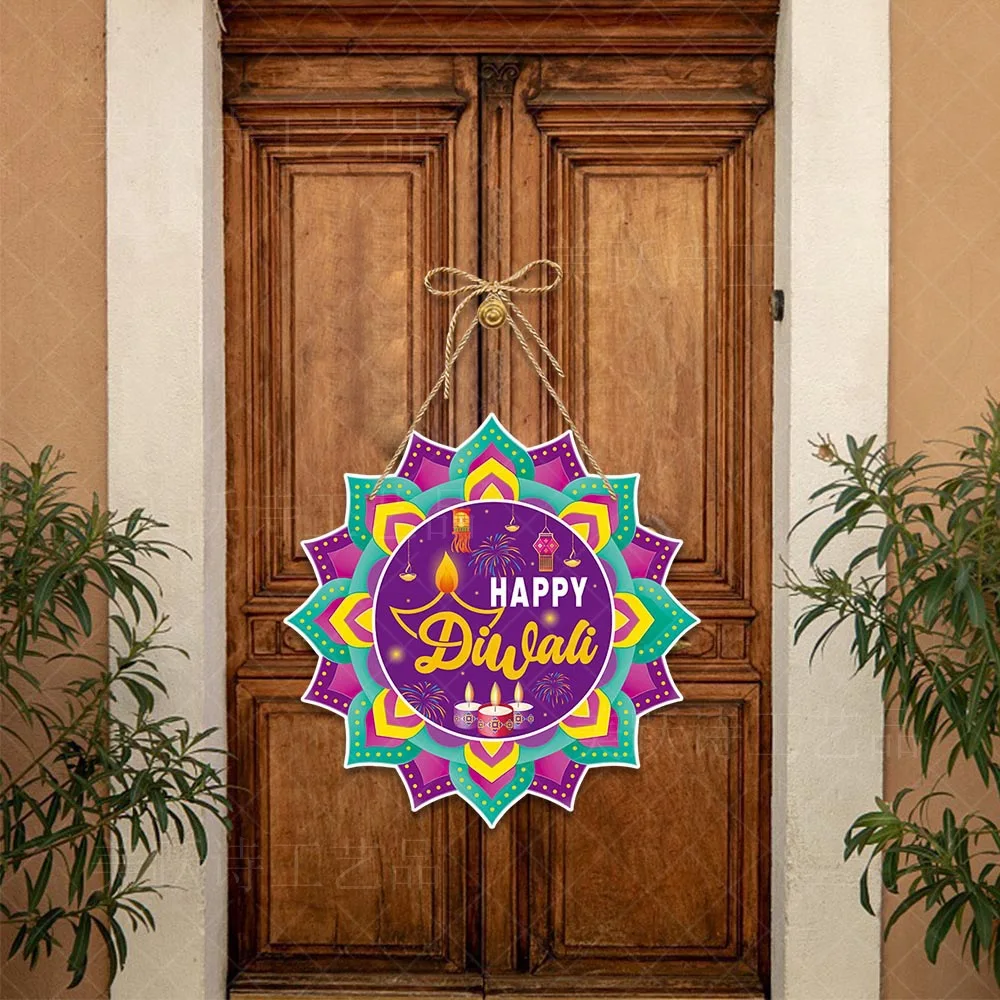 

Happy Diwali Party Decoration Door Hanging Let's Get Lit Middle East Diwali Atmosphere Layout Creative Door Hanging Accessories