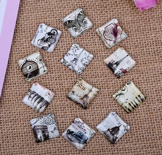 

10MM/15MM/20MM Restore Ancient Ways Elements Square Handmade Photo Glass Cabochons & Glass Dome Cover Pendant Cameo Settings