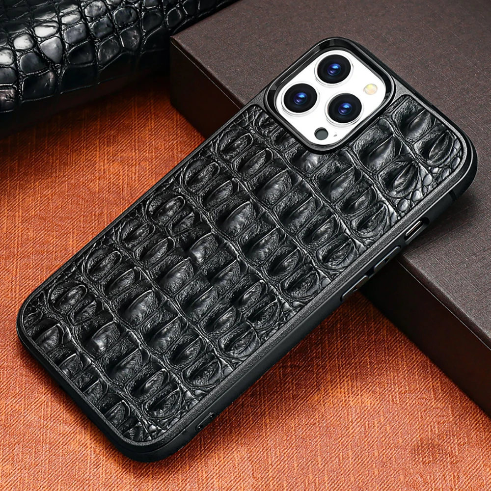 

Natural Crocodile skin leather phone case For Iphone 14 pro max X XS MAX SE2 7 8 Plus 11 12 13 pro max Back cover case