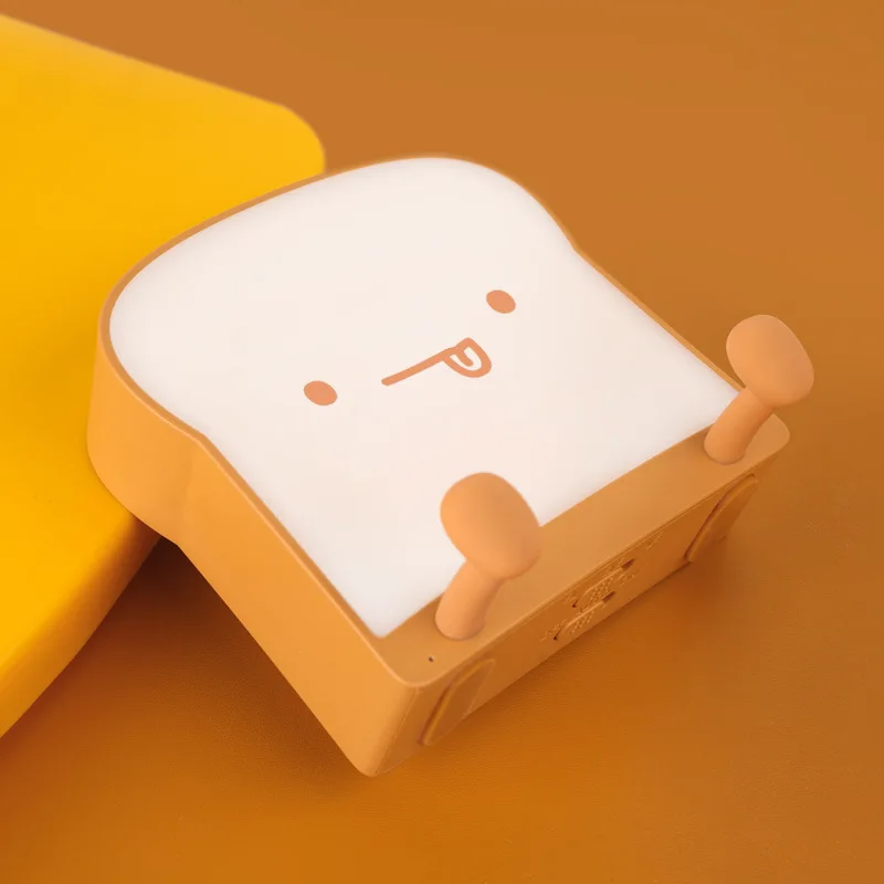 

USB Desk Lamp Cartoon Table Lights Bread Toast Night Light Cute Night Lights Mobile Phone Holder Bedside Lamp Children's Gifts