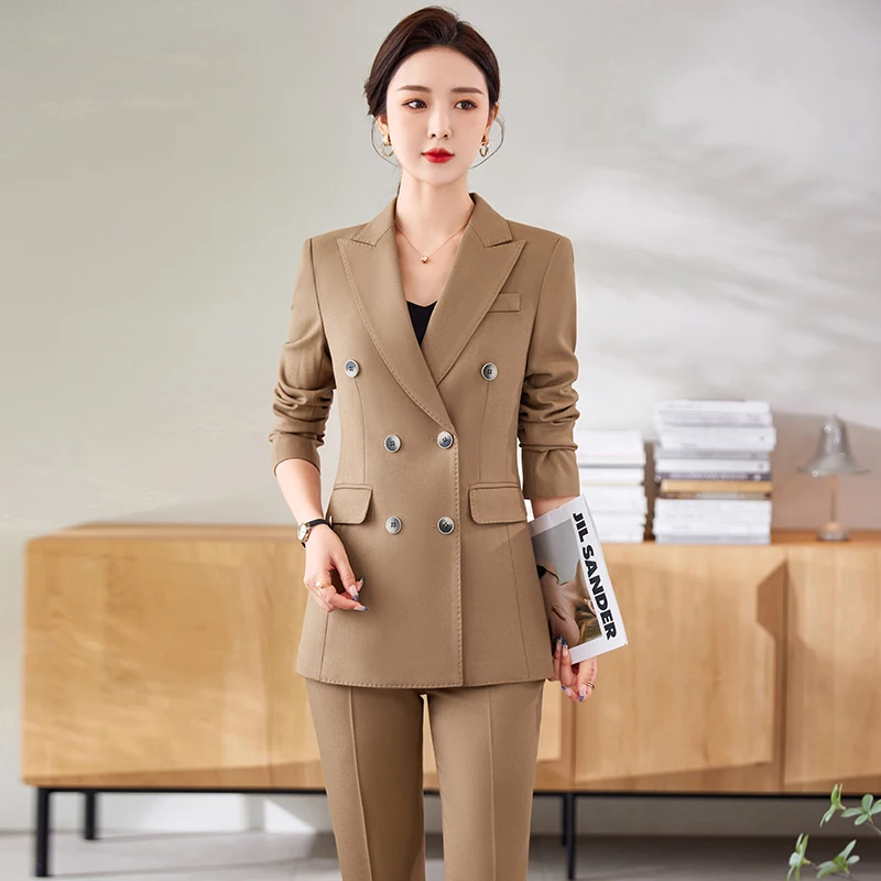 Superior Quality  Spring Formal Ladies Fashion Blazer Women Business Suits with Sets Work Wear Office Casual  Pants Jacket  Suit