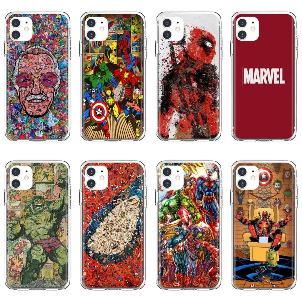 

For iPhone 10 11 12 13 Mini Pro 4S 5S SE 5C 6 6S 7 8 X XR XS Plus Max 2020 Marvel Comics Avengers Superhero Cases