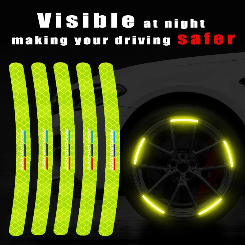 

20Pieces/Set Car Wheel Hub Stickers For BMW Performance High Reflective Strips Motorcycle Auto Decals Decoration Accessories