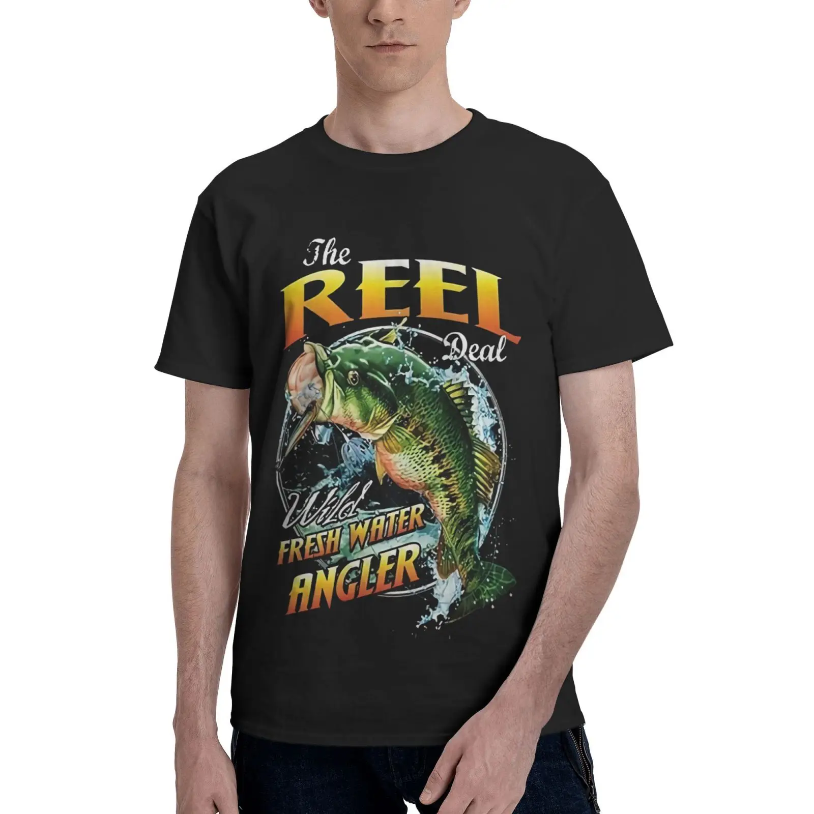 

The Reel Deal Fishing Freshwater Bass Men T-Shirt Tshirts For Men Tshirt Top Clothing Men's Clothing Men T-Shirt Men's Clothes