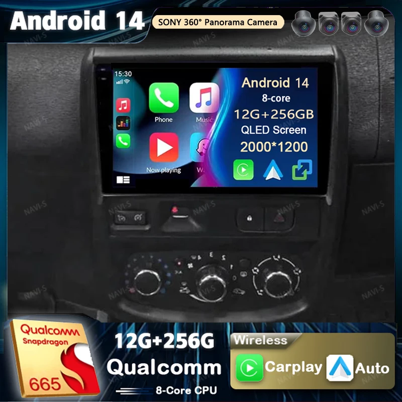 Android 14 для Renault Duster 2010-2015 Nissan Terrano 2014-2022 2K QLED стерео Автомагнитола мультимедийный