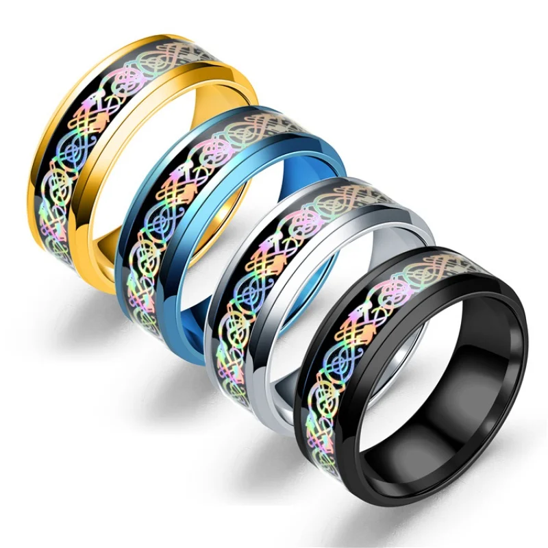 

European and American Popular New Colorful Dazzling Dragon Pattern Dragon Piece Ring Fashion Ornament