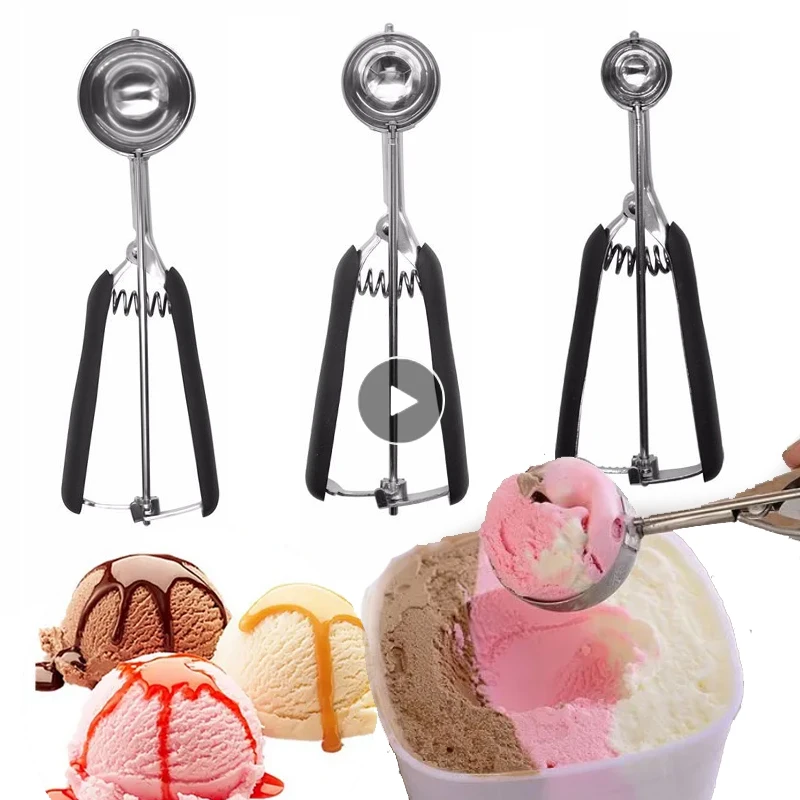 

Совок для мороженого из нержавеющей стали, набор совок для мороженого с противоскользящим резиновым захватом, совок для теста и печенья с т...