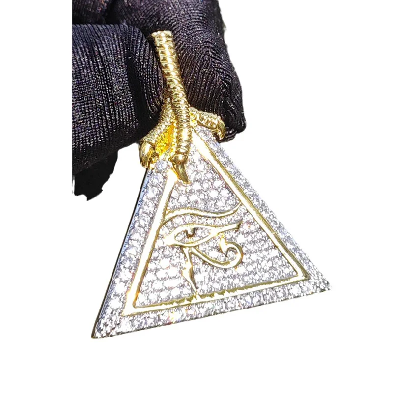 Хип-хоп 3A+ CZ Stone Paved Bling Iced Out The Eye of Horus в пирамиде ожерелье с подвеской для мужчин