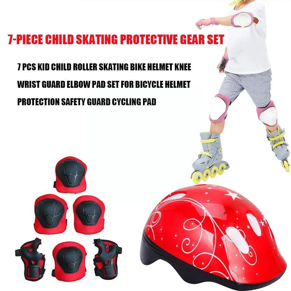 

Детское Защитное снаряжение для шлема, защитные накладки из 7 предметов для роликовых коньков, налокотники для колена, комплект защитных на...