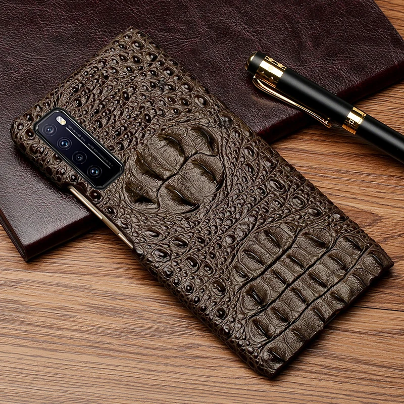 3d Crocodile Pattern Genuine Leather Standing Case For Huawei Nova 8 7 6 Se Pro Case For Huawei Nova6 Nova7 Se Phone Cover Coque