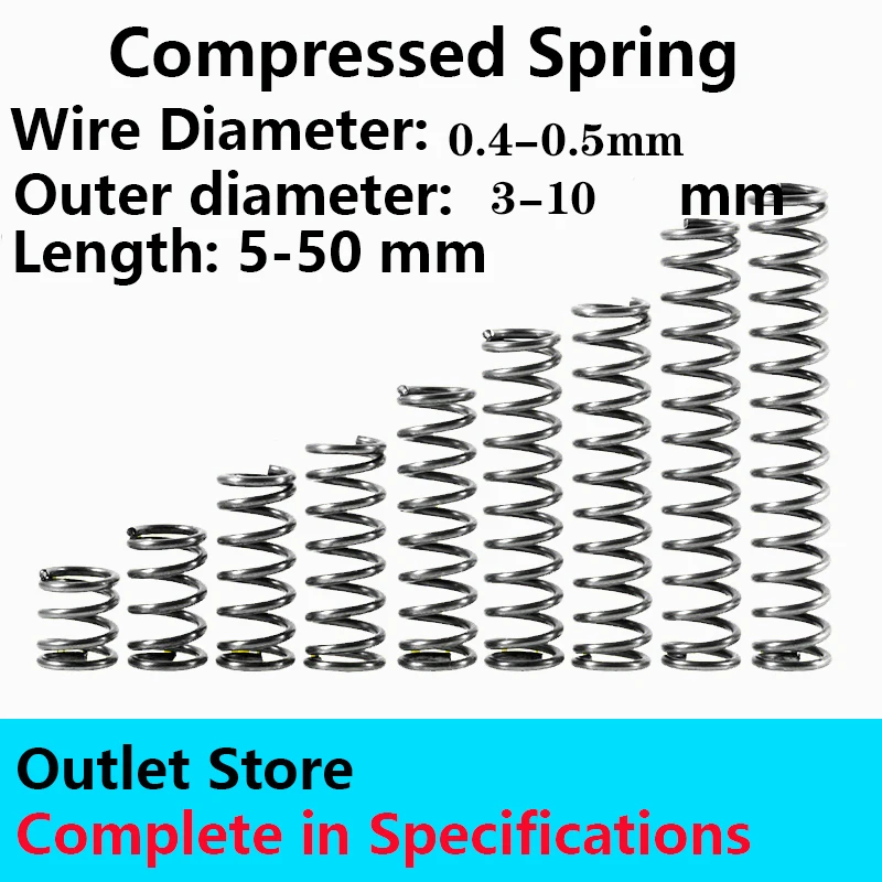 

Compressed Spring Telescopic spring Outlet Store Rotor Pressure Spring Line Diameter 0.5mm, External diameter 3-10mm