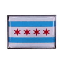 chicago flag enamel pin wrap clothes lapel brooch fine badge fashion jewelry friend gift