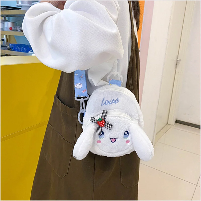 

Women Plush cartoon rabbit messenger bag 2023 new cartoon cute dog furry backpack Girl doll toy bag