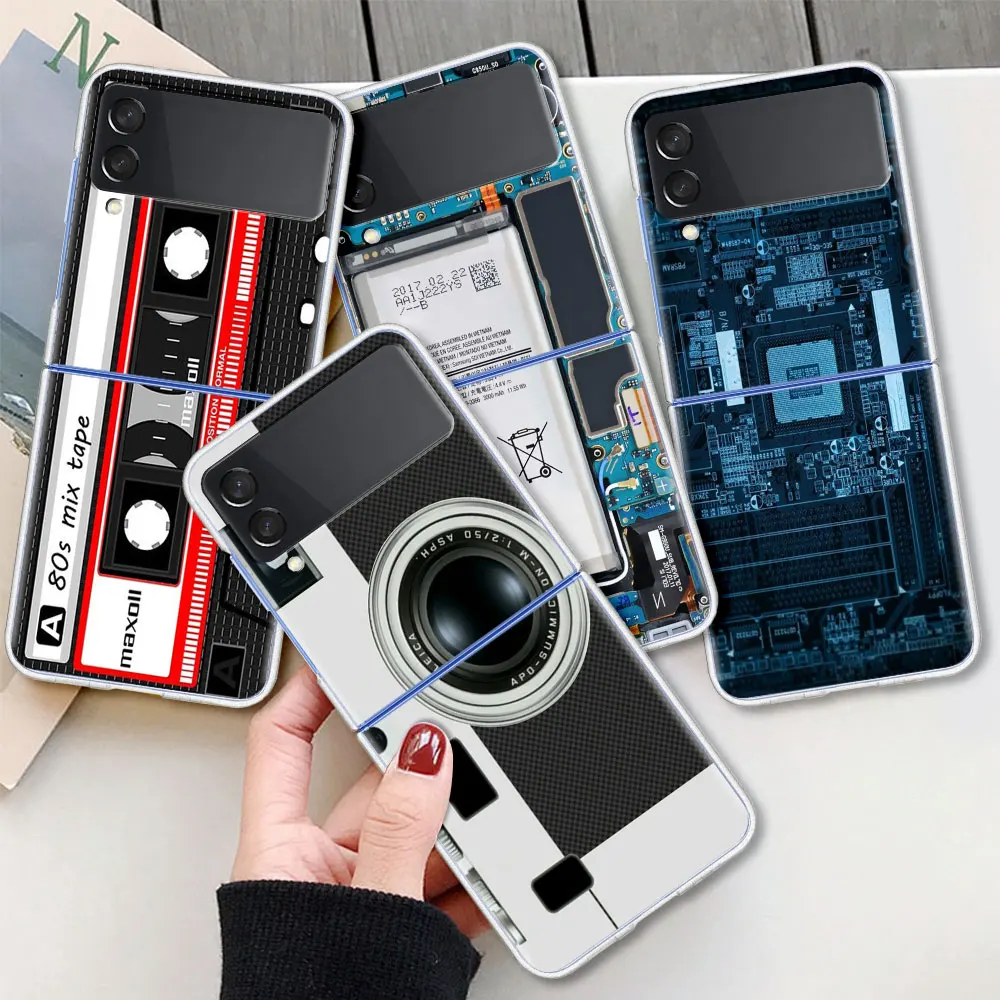 

Retro Camera Cassette Battery For Samsung Galaxy Z Flip 3 Case Folding anti-fall for Samsung ZFlip3 Z Flip3 5G Protective Cover