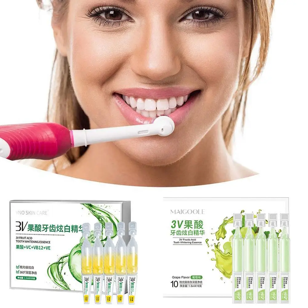 

10 * 1.5ml 3V Fruit Acid Teeth Whitening Essence Second Throw Toothpaste Oral Hygiene Disposable Toothpaste