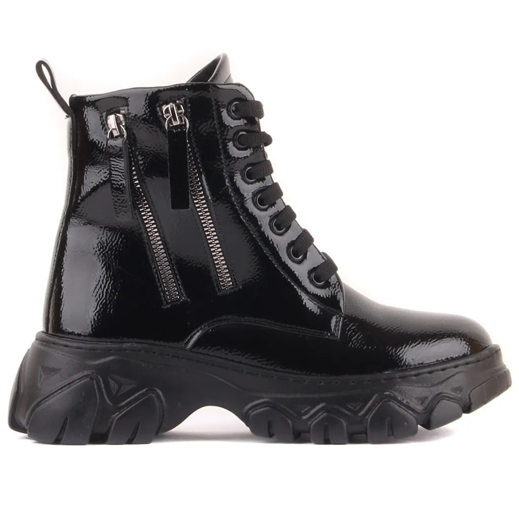 

Moxee-Black Color Zipper Female Boots