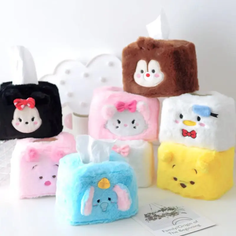 

Cartoon Cute Pooh Pijie Donald Duck Dumbo Chipmunk Tissue Cover Tissue Dispenser Sets cute car accessories